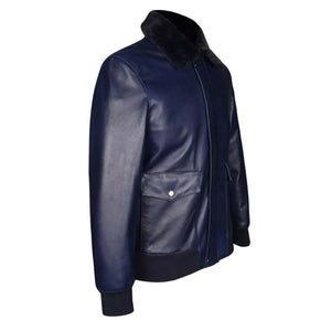 Saint Marc Men's Blue Leather Racer Jackets