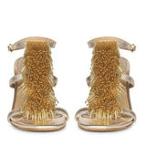 Saint Faye Gold Leather Fringe Stilettos