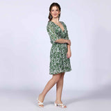 Saint Womens Green Abstract Print Viscose Mini Dress