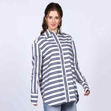 Saint Womens Blue Stripe Cotton Shirt
