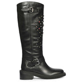 Saint Imogen Multi Studs Black Leather Long Boots
