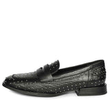 Saint Carol Studded Black Leather Moccasins