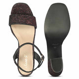 Saint Merrily Bordo Glitter Fabric Block Heels