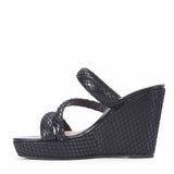 Saint Roxie Strass Cord Black Wedges
