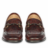 Saint Jacqueline Croc Embossed Choco Leather Moccasins