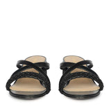 Saint Alessia Embellished Black Vegan Leather Block Heels