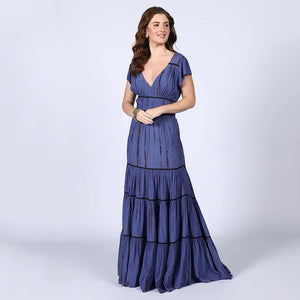 Saint Womens Indigo Tiered Viscose Maxi Dress