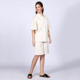Saint Womens Ivory Cotton Poplin Co-ord Set