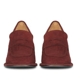Saint Viviana Burgundy Suede Leather Block Heel Moccasins
