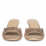 Saint Lorelei Gold Snake Embossed Kitten Heels