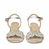 Saint Celeste Knot Embellished Silver Metallic Leather Heels