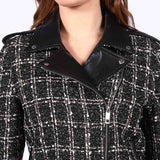 Saint Adria Grey Leather Women Collar Jackets