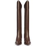 Saint Celia Brown Leather Block Heel Long Boots