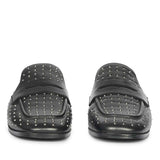 Saint Savannah Studded Black Leather Moccasins