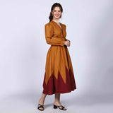 Saint Womens V-Neck Yellow Cotton Poplin Maxi Dress