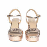 Saint Merrily Gold Snake Embossed Block Heels
