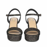 Saint Merrily Pewter Glitter Block Heels