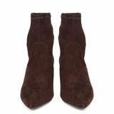 Saint Jemima Brown Stretch Suede Kitten Heel Ankle Boots