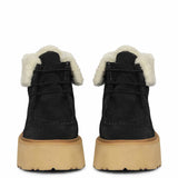 Saint Svaline Black Suede Leather Fur-Lined Platform Boots
