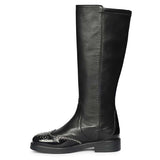Saint Marcelline Studded Black Leather Long Boots