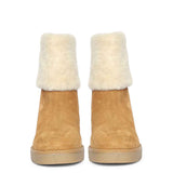 Saint Glacienne Tan Suede Leather Fur Cuff Ankle Boots