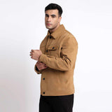 Saint Piero Sand Suede Leather Men's Jacket With Collars
