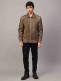 Saint Carter Grey Leather Men's Jackets