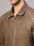 Saint Carter Grey Leather Men's Jackets