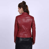 Saint Edwina Burgundy Leather Women Cafe Racer Jackets