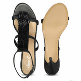 Saint Faye Black Leather Fringe Stilettos