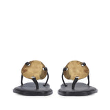 Saint Aurum Golden Disc Black Leather Flats