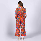Saint Womens Orange Floral Cotton Poplin Co-ord Set