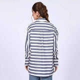 Saint Womens Blue Stripe Cotton Shirt