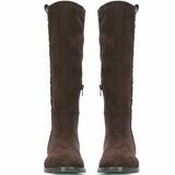 Saint Marlowe Eyelets Brown Stretch Suede Long Boots