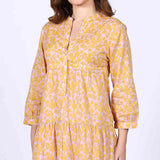 Saint Womens Yellow Multicolour Tiered Cotton Maxi Dress