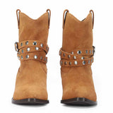 Saint Bristol Tan Suede Leather Studded Ankle Boots