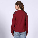 Saint Womens Red Cotton Poplin Stripe Top