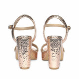 Saint Merrily Gold Snake Embossed Block Heels