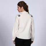 Saint Womens Off-White Cotton Poplin Stripe Top