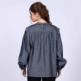Saint Womens Grey Cotton Chambray Top