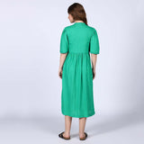 Saint Womens Green Cotton Slub Midi Dress