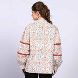 Saint Womens Ivory Multicolour Cotton Poplin Top