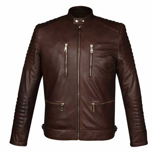 Saint Ellis chocolate Leather Men's Cafe Racer Jackets