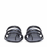 Saint Ebon Metal Studded Black Leather Block Heels