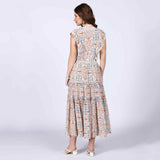 Saint Womens Beige Multicolour Printed Midi Dress