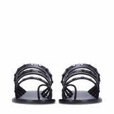 Saint Suri Metal Studded Multi-Strap Leather Flats Sandals