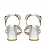Saint Celeste Knot Embellished Silver Metallic Leather Heels