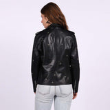 Saint Neve Black Leather Women Collar Jackets