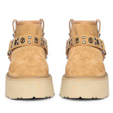 Saint Nivelle Tan Suede Leather Fur Lined Platform Boots