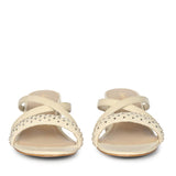 Saint Alessia Embellished Off-White Vegan Leather Block Heels